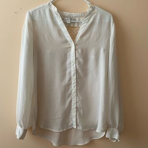 Lauren Conrad White Button Down Blouse Size S